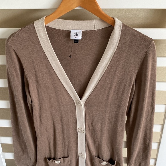 Cabi Women's Taupe Genteel Long Button-Up Cardigan Sweater Size X Small #6161 - Picture 6 of 15